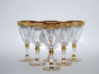 6 WeinglÄser,  220 Ml. ,  Bohemia Kristallglas,  Handbemalt In Gold,  Serie Gracia Bild