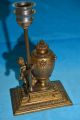 Antike Seltene Massive Jugendstil Lampe Mit Bronzefigur Mit Tintenfass 1890/1900 Bronze Bild 6