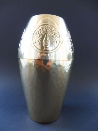 :: Jugendstil Wmf Design Vase Messing Hammerschklag Floral Art Nouveau Ostrich Bild