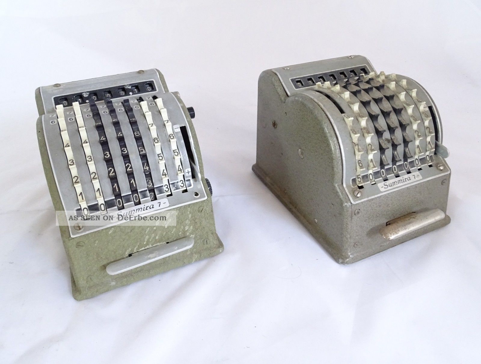 Paar Antike Summira 7 Tisch Rechenmaschinen Additionsmaschine 50/60er Antike Bürotechnik Bild