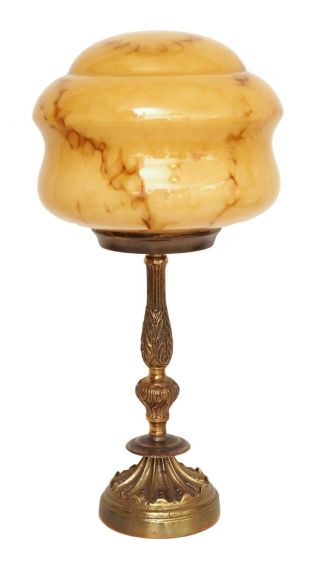 Tolle Jugendstil Schreibtischleuchte Tischlampe Opalglas Messing 1930 Bild
