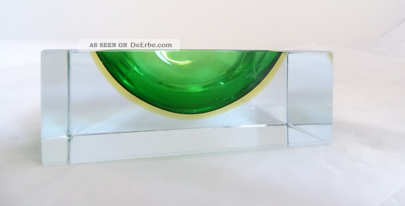 Panton Ära Ausgefallener Murano Glas Block Mit Ovaler Vertiefung Aschenbecher Glas & Kristall Bild