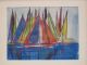 Abstraktes Kunstwerk 60s Bild Zeichnung Signiert Schiffe Konstruktivismus 1960-1969 Bild 1