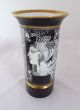 Antike Große Ungarische Hollohaza Vase Schwarz Weiß Mit Goldrand Sz 521 Nach Form & Funktion Bild 1