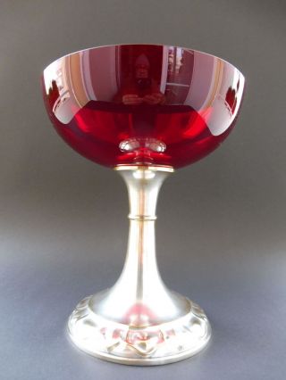 Jugendstil Aufsatz Rubinrot Glas Art Nouveau Jardiniere Ruby Red Glass Wmf Style Bild