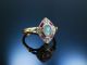 SchÖner Opal Ring Gold 750 Schiffchen Navette Art Deco Stil Rubine Brillanten Ringe Bild 3