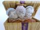 Puppen Rarität - 3 Porzellan Köpfe In Bastkorb Art Jack In The Box - Sehr Selten Porzellankopfpuppen Bild 1