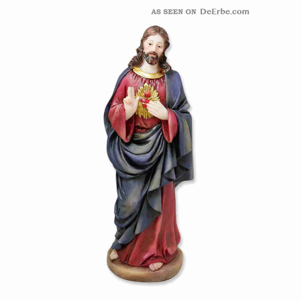 Heiligenfigur Herz Jesu Bunt Bemalt Aus Polyresin 20 Cm - Heiligenstatue Skulpturen & Kruzifixe Bild