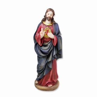 Heiligenfigur Herz Jesu Bunt Bemalt Aus Polyresin 20 Cm - Heiligenstatue Bild