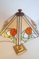 Schöne Jugendstil Tiffany Leuchte Tischlampe Messing Einzelstück Gefertigt nach 1945 Bild 6