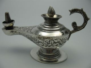 Sehr Schöne Alte Massive Aladin Lampe Aus Silber Bild