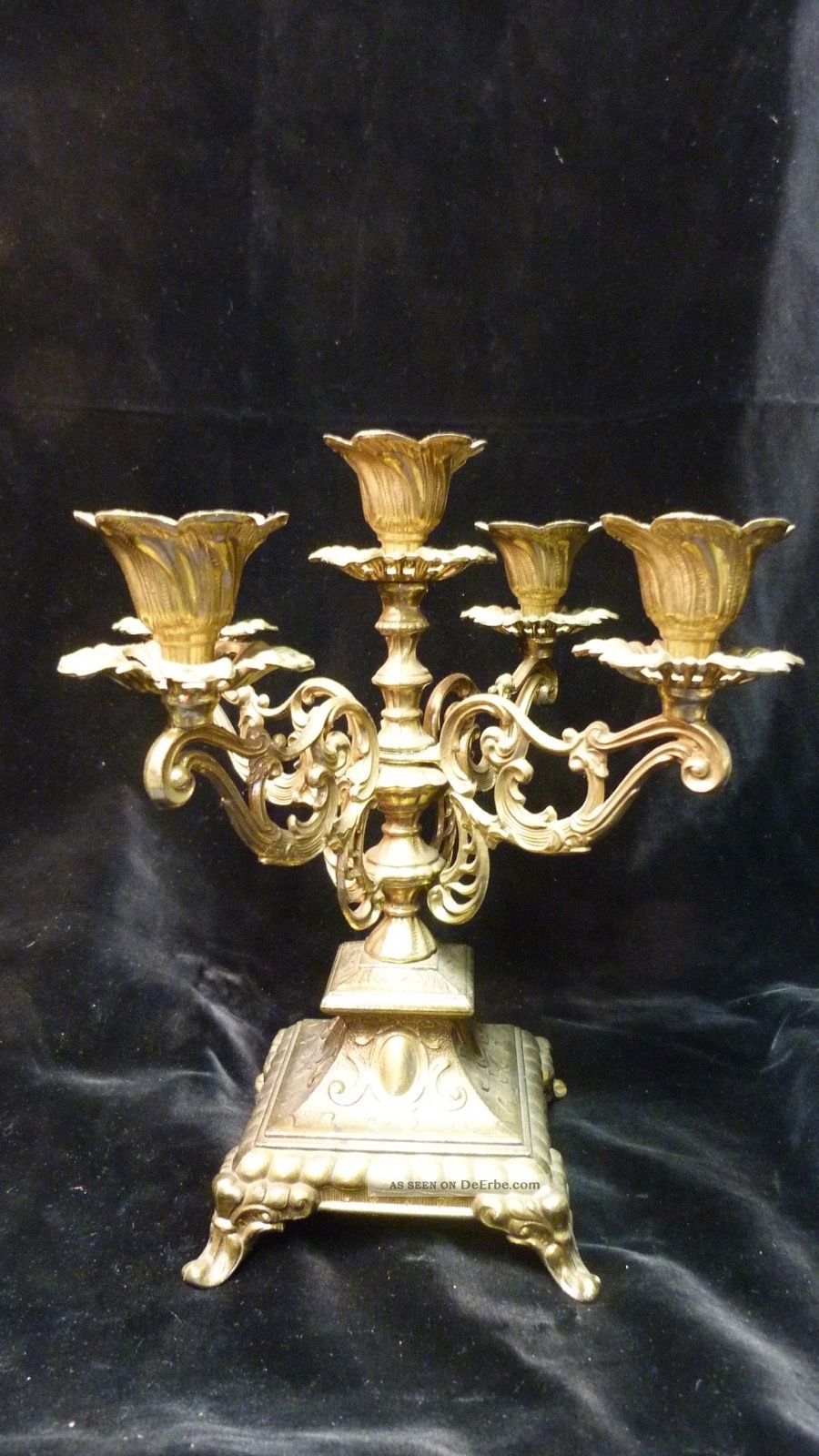 Alter Barock Bronze / Messing Kerzenleuchter - Für 5 Kerzen - 25 Cm Hoch Bronze Bild