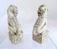 Paar Alte Figuren Tempelwächter Auf Sockel Mystische Darstellungen Ca.  10 Cm Entstehungszeit nach 1945 Bild 1