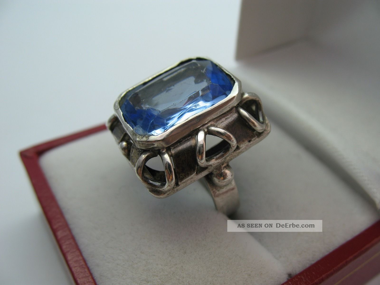 Sehr Schöner 40er Jahre Ring Aus 835 Silber Mit Blauem Stein Ringe Bild
