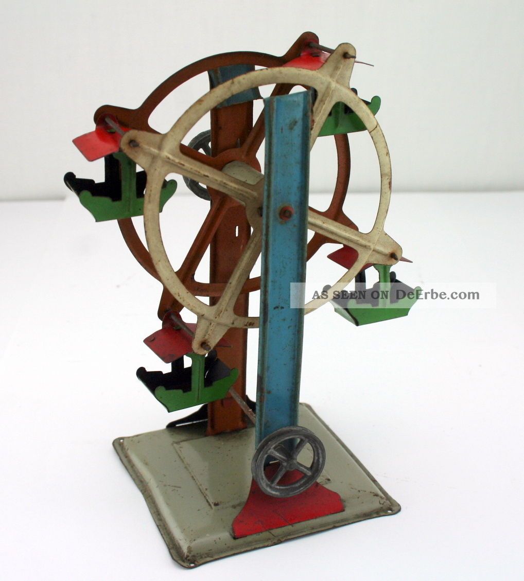 Kleines Riesenrad Für Dampfmaschine Altes Blechspielzeug Rummel Jahrmarkt Gefertigt vor 1945 Bild