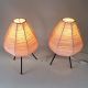 Paar Tisch Lampe Bast Leuchte Lamp 50s Nachttisch Tripod Rockabilly Vintage 1950-1959 Bild 1