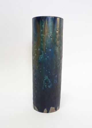 Seltene Jugendstil Keramik Vase Mit Laufglasur Boden Signiert E.  W.  27,  5 Cm Bild