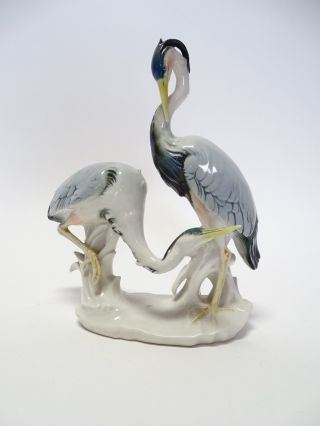 Ens Porzellan Figur Reiher Paar Vögel Lauscha Karl Friedrich Ens Bild