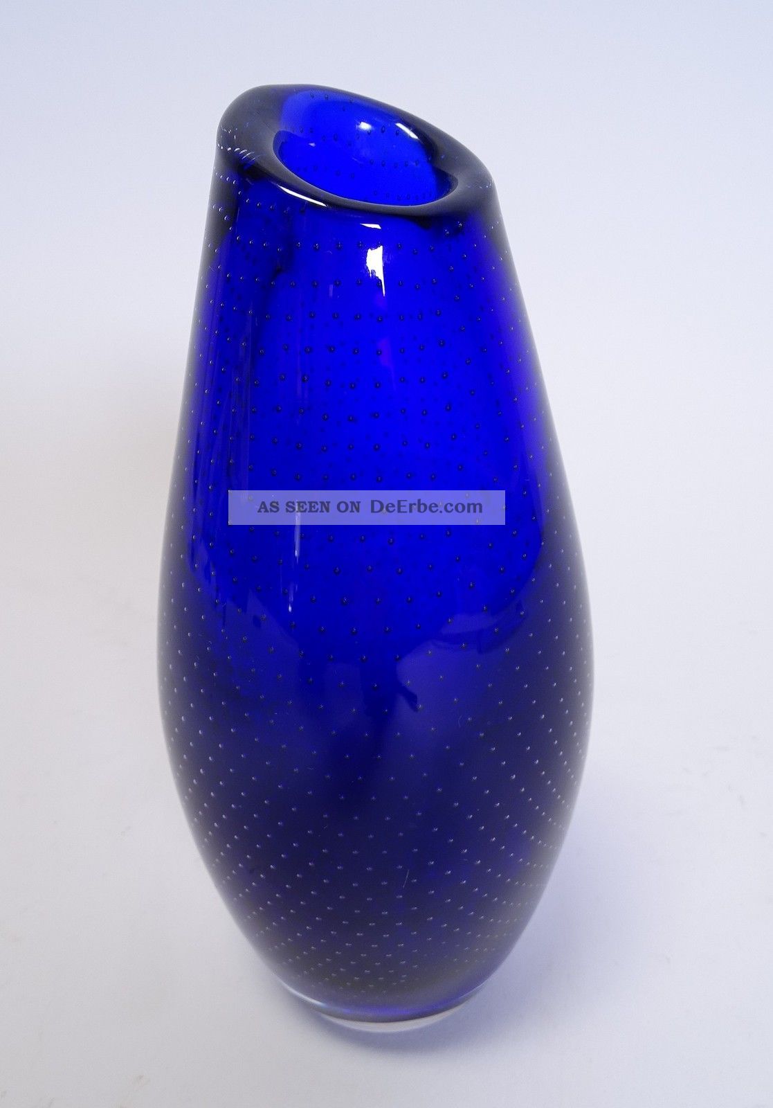 Ausgefallene 70er Jahre Design Block Glas Vase Blau Panton Ära Glasvase 1970-1979 Bild