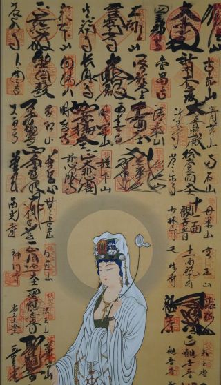 Antikes Japanisches Rollbild Kakejiku 33 Tempel (saigoku) Japan Scroll 3535 Bild