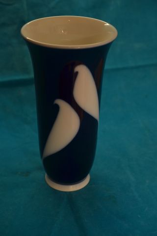 Selten Sammlerstück Kobaltblaue Kpm Vase Mit Vögelmotiv Zeptermarke 1.  Wahl Bild