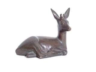 Antike Hochwertige Bronze Skulptur Liegendes Reh Tierfigur Bild