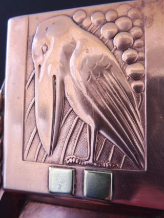 Jugendstil Tablett Design Rabe Raven Crow Glass Tray Copper Kupfer Art Nouveau Bild