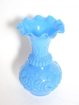 Herrliche Antike Fazzoletto Blumenvase Blaues Glas Handarbeit Mundgeblasen Bild