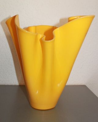 •toll• Große Design Skulptur - Taschentuch Vase Abstrakt Deko •gelb• Glaskunst Bild