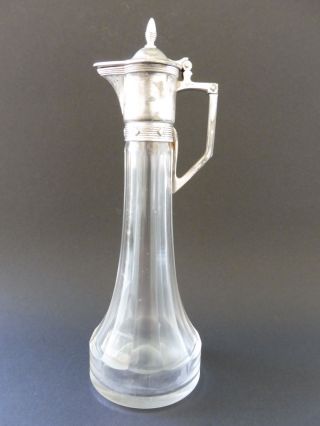 :: Wmf Jugendstil Karaffe Decanter Kristallglas Art Nouveau Versilbert Glas :: Bild