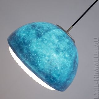 Peill & Putzler Glas Leuchte Space Weltall Pendellampe Blau Himmel Vintage Lampe Bild