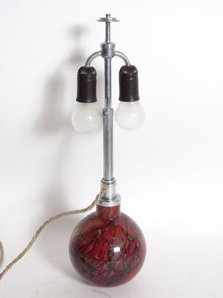 Wmf Ikora Art Déco Glas Lampe Tischlampe In Traumhaften Farben Rottöne Bild