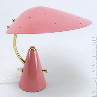 Tisch Lampe Leuchte Lamp 50s Rosa Pink Perforiert Mid Century Vintage Bild