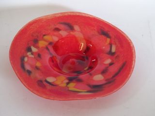 Traumhaft 70er Jahre Anbietschale Konfektschale Glas Rot Mundgeblasen Handarbeit Bild