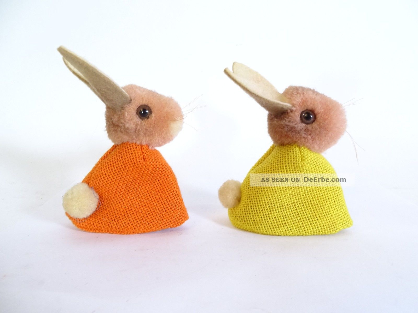 Paar Steiff Hasen Eierwärmer Alter Silberknopf Im Ohr Gelb Und Orange Tiere Bild