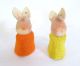 Paar Steiff Hasen Eierwärmer Alter Silberknopf Im Ohr Gelb Und Orange Tiere Bild 1