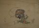 Antikes Japanisches Rollbild Kakejiku Hotei Und Die Mäuse Japan Scroll 3575 Asiatika: Japan Bild 4