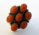 Alter Wunderschöner Ring Mit Koralleneinfassung Koralle 7 Steine Rot Orange 18mm Ringe Bild 3