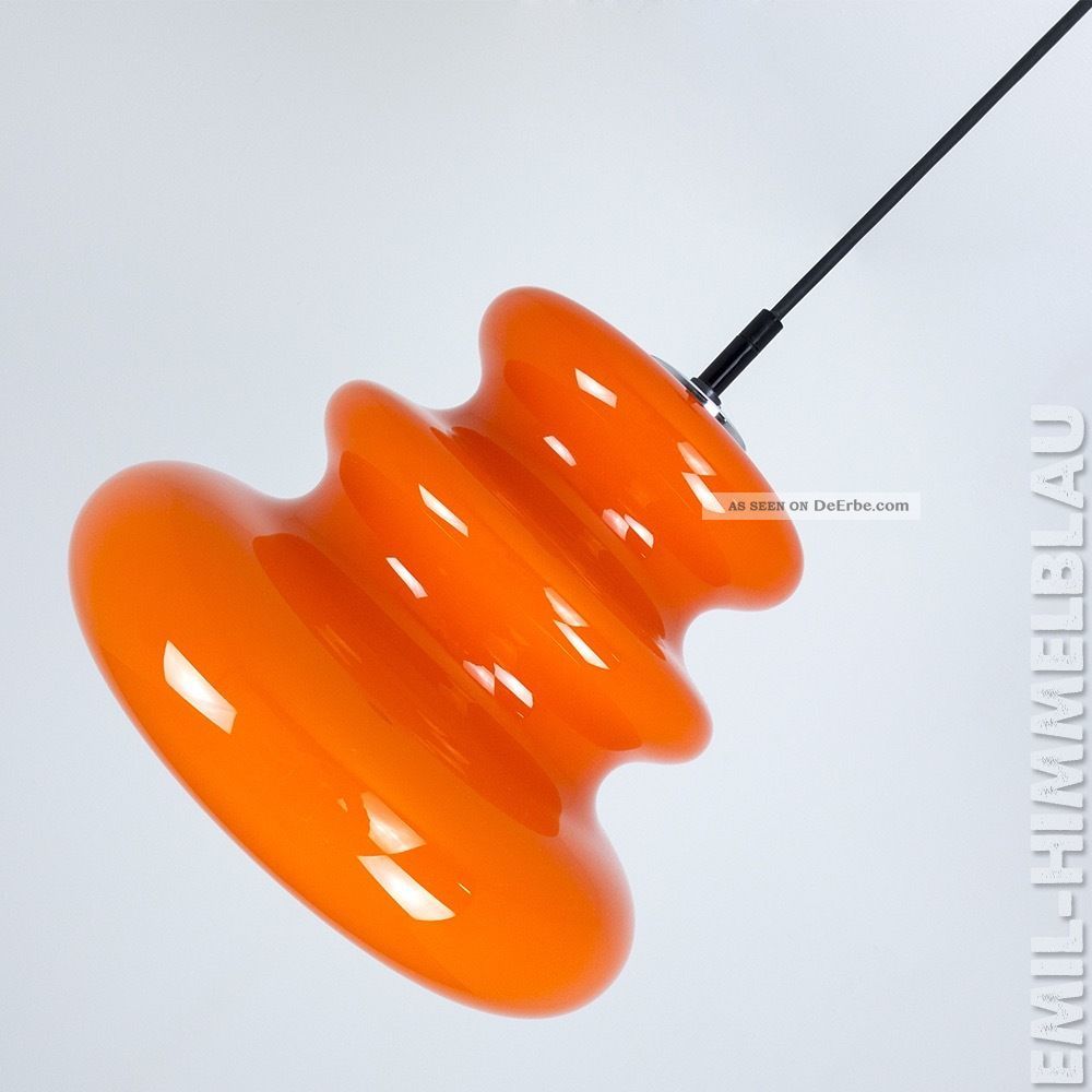 Glas Lampe Glaslampe Orange Vintage Pendellampe Orange Pendant Lamp 1960-1969 Bild