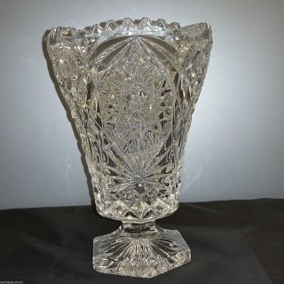 Vase Blumenvase Bleikristall Fußvase Vintage Design Sternschliff 20cm H.  1,  4kg Bild