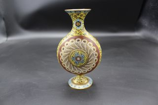 Kleine Cloisonne Vase Mit Floralem Dekor Messing Bild