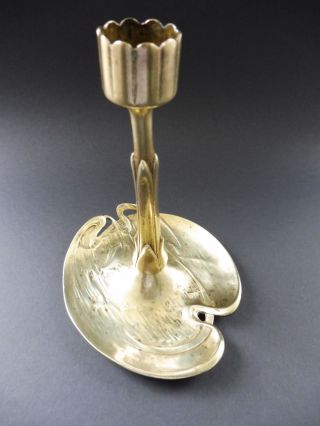 Wiener Jugendstil Bronze Seerose Leuchter Art Nouveau Candlestick Water Lily Bild