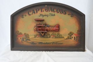 Antik Holzschild Werbung Capt.  Jacobs Flying Club - Dekoration - Bild