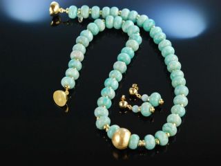 Caribbean Blue Necklace Earrings Kette Ohrringe Amazonit Silber 925 Vergoldet Bild