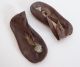 Paar Antike Leder Kinderschuhe Babyschuhe Doll Shoes Shabby Chic Um 1920/1930 Alte Berufe Bild 1