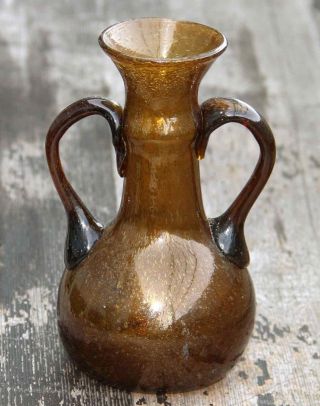 Glasvase Vase Aus Südfrankreich - Biot ? - Braunes Glas Mit Blasen - 15 Cm Toll Bild