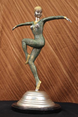 Vintage Grosse Art Deco Marmorfigur Tanzer Dimitri Chiparus Bronze Skulptur Bild