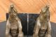 Unterzeichnet Paar Einzigartige Braunbären Buchstützen Bronze Sculpture Figur Antike Bild 9