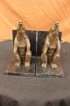 Unterzeichnet Paar Einzigartige Braunbären Buchstützen Bronze Sculpture Figur Antike Bild 8