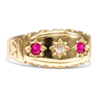 Victorian,  Datiert 1898: Rubine & Diamanten In 750er Goldring Rubin Ring Diamant Bild